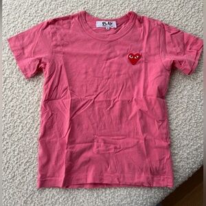 Comme des Garcons Play Women's Pink Tee with Red Heart Patch